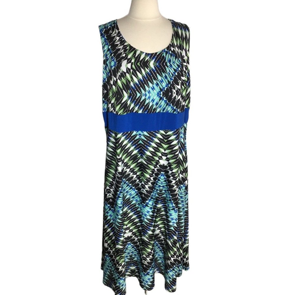Db Established 1962 Woman Plus Sz 22 Sleeveless Geometric Fit & Flare Dress